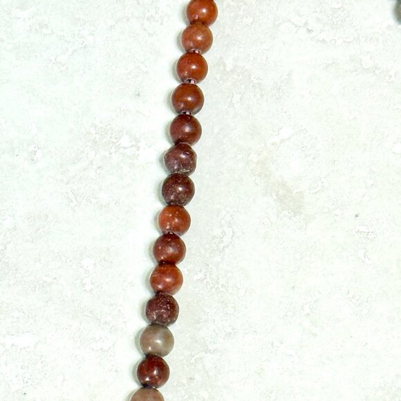 Starry Night Short Necklace, Beaded Pink Mother of Pearl Stars & Earthy Jasper - Picture 9 of 13